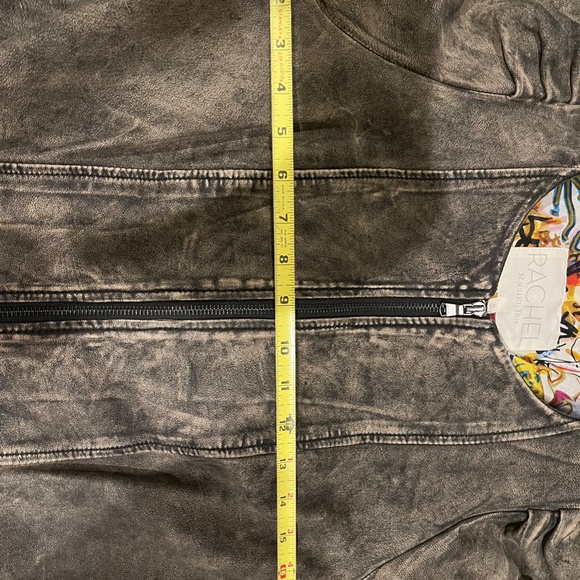 Rachel Roy Leather Jacket Size Medium Taupe/Brown - Picture 4 of 8